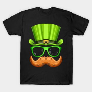 Red Beard Green Hat And Glasses Costume For St. Patricks Day T-Shirt